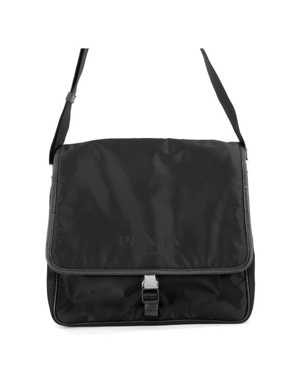 Prada Shoulder Bag Logo Nylon Black